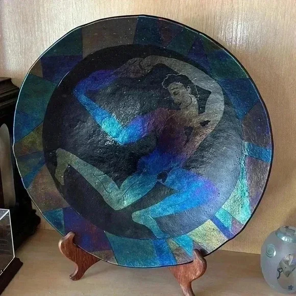 hand made pottery black iridescent” Hercules bowl “dish - Picture 4 of 11